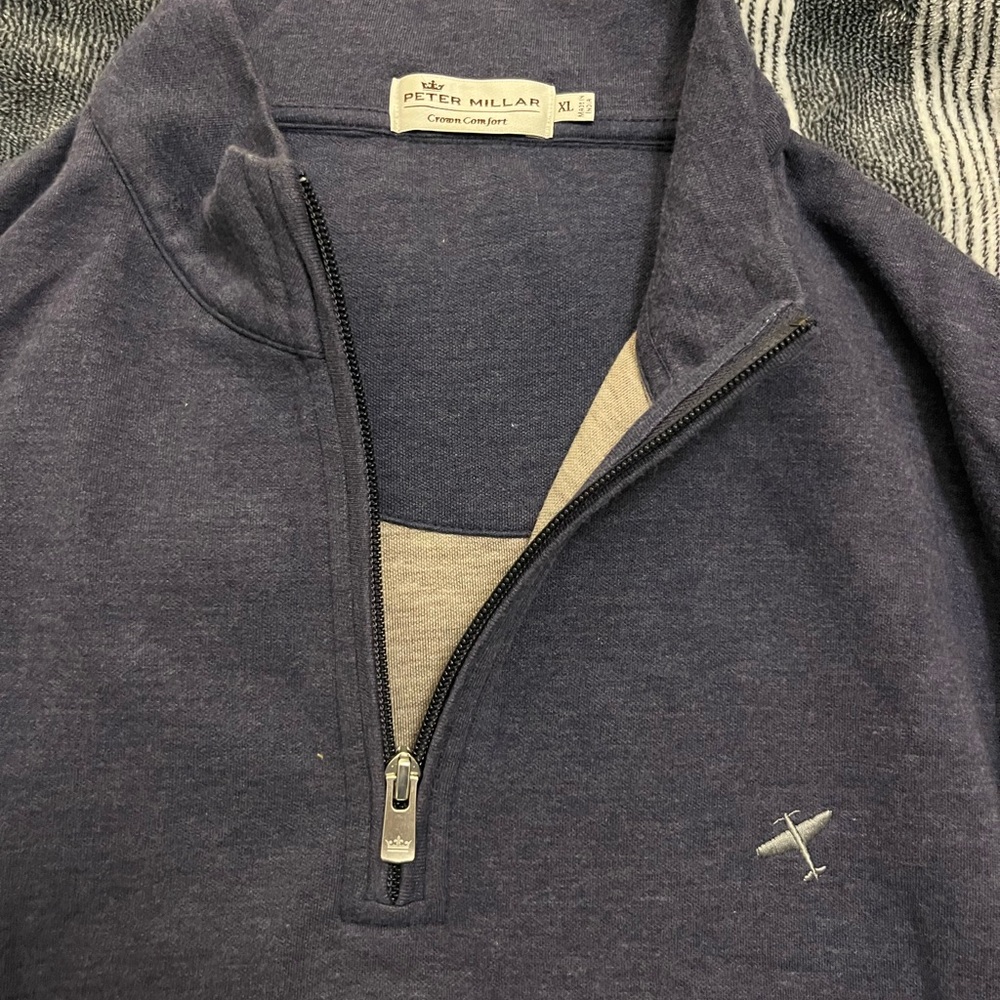 Peter Millar Men's Dark Blue Zip-Up vest Sweater (XL)
